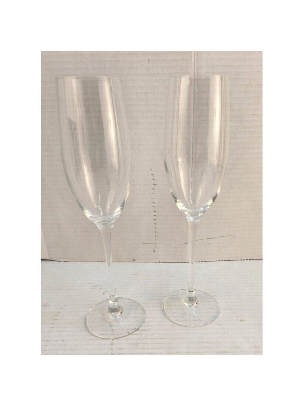 Set Of 2 Crystal Clear Champagne Flutes 9.75 Inch Stemware Glasses